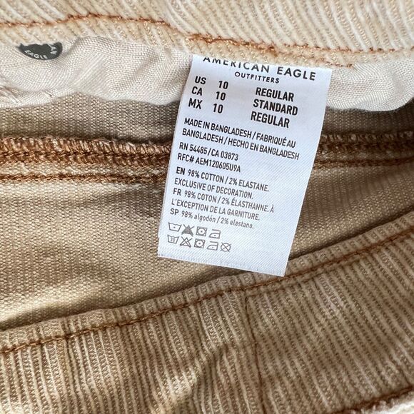 American Eagle Jeans Women's Size 10 Tan Mom Straight Corduroy Stretch - Picture 4 of 13